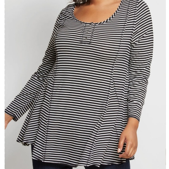 Modcloth Tops - Modcloth | Au Fond Striped Long Sleeve Tunic